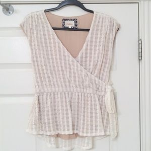 Anthropologie Deletta Peplum Faux Wrap Top